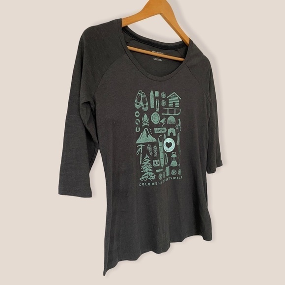 COLUMBIA Camp Stamp 3/4 Sleeve Tee Shirt - Picture 3 of 7